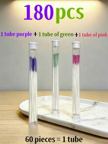 180/120/60pcs Colorful Ear Piercing Cleaning Lines, Ear Piercing Anti-Clogging Deodorizing Cleaning Lines, Slouchy Ear/Nose Piercing Cleaning Tool, Anti-Clogging Ear Piercing Cleaning Sticks - Multicolor - View 16