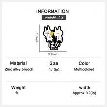 1枚“笨蛋”表情包珐琅徽章，卡通动物兔子拍打胸针翻领徽章，趣味兔子动漫饰品，送给朋友的礼物 - 彩色 - 查看 11