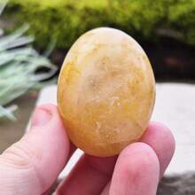 1pc AAA+ Golden Healer Quartz Palm Stone, Smooth Golden Stone, Natural Loose For Gift & Home Decor - Multicolor - View 15