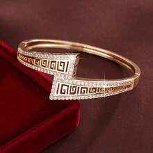 1 chiếc vòng tay nữ thời trang hình nón rỗng đan chéo, đính đá Cubic Zirconia, quà tặng thường ngày. - Nhiều màu - Xem 8