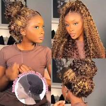 Highlight 360 Lace Front Wigs Human Hair P4/27 Deep Wave Ombre Honey Blonde Wig Human Hair 250% Density 13x6 HD Transparnet Lace Frontal Wig Glueless Hidden Strap 360 Full Lace Frontal Wig 13x4 Deep Curly Pre Plucked With Baby Hair For Women - S4/27 - 查看 5
