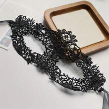 Elegant Dining Room Black/White Lace Eye Mask With Floral Pattern And Ribbon - Perfect For Parties, Balls, And Role Playing Activities - 1 Black - View 5