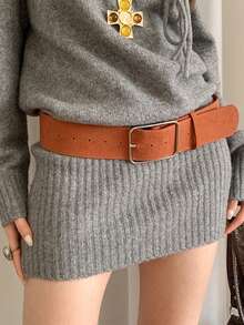 1条新款女士腰带，时尚百搭裤带，复古简约米拉·雷风格宽腰带，适合日常穿着 - 彩色 - 查看 3