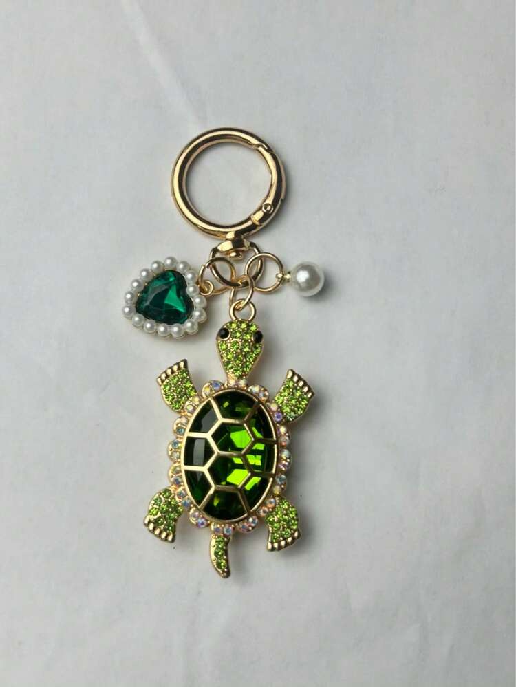 1pc Creative Cute Rhinestone Sea Turtle Keychain, Alloy Rhinestone Animal Keychain, Fashionable Car Interior Decor, Heart-Shaped Pearl Pendant Accessory, Exquisite Gift Charm, Suitable For Graduation, Back To School, Birthday Gifts For Women Gifts For Mother, Father, Graduation, And Teacher - Multicolor - View 11