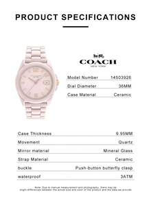 Coach Đồng hồ nữ GREYSON Series, vỏ màu hồng, dây đeo gốm màu hồng, mặt số màu hồng. - Hồng - Xem 4
