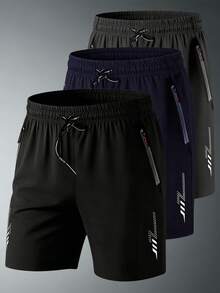 1pc Plus Size Men's Summer Boyfriend Style Running, Fitness, Cycling, Outdoor, Hiking, Exercise Shorts - Black - View 10