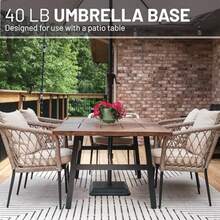 40 Pound Umbrella Base - Weighted Umbrella base For Use With Patio Table Heavy Duty Base- Made in the USA - Negro - Ver 4