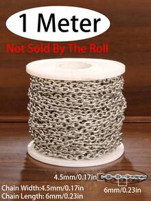 Dây chuyền thép không gỉ hình chữ O dài 100cm, kiểu mắt xích Rolo dày dặn, dùng để làm trang sức DIY, vòng tay, dây chuyền, phụ kiện làm hàng số lượng lớn. - Chuỗi O - Xem 17