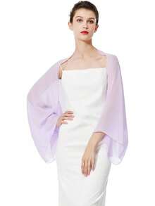 Bridal Wedding Chiffon Shawl Shrug With Arm Hole Bridesmaid Cover Up Evening Party Summer Shawl - 紫丁香 - 查看 1