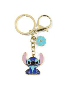 Disney, 1pc Cute Stitch Metal Keychain: A Cartoon Stitch Keychain Featuring A Flower Pendant, Perfect As An Accessory For Travel Backpacks. Ideal For Attaching To Bags And Keys, It Makes An Excellent Valentine's Day Gift For Your Partner! - Multicolor - View 13