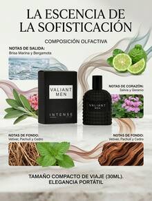 Perfume Valiant Men Intense Para Hombre Fragancia Amaderada Fresca Eau De Parfum 30ml Tamaño De Viaje Portátil Esencia Masculina Con Notas De Salida Mineral Violeta Jengibre Salvia Y Vetiver Loción Para Caballero Moderna Elegante Atomizador De Bolsillo Ideal Para Oficina Reuniones Y Uso Diario Aroma Duradero Y Sofisticado Diseño De Frasco Negro Mate Con Textura De Remache Estilo Urbano Profesional Regalo Perfecto Para Hombre Joven Y Adulto 20-40 Años Concentración Intensa Calidad Premium Perfumería Fina Para El Hombre Actual Que Busca Un Aroma Distintivo Frescura Mineral Combinada Con Maderas Cálidas Presentación Compacta Para Llevar En Maleta O Mochila Fragancia De Lujo Accesible Aroma Que Proyecta Confianza Y Madurez Loción Masculina De Larga Duración Ideal Para Primavera Verano Esencia Única De Alta Gama - Leñoso y terroso - Ver 4