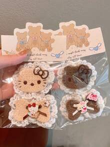 SANRIO 2pcs Cute Cartoon Lace Hook-And-Loop, Hairline Sticker Won't Damage Hair, Suitable For Daily Wear - Multicolor - View 10