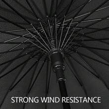 24 Ribs Umbrella Classic Large Umbrellas Strong Windproof Stormproof Black V - Black - View 7