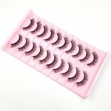 10对透明带柔软蓬松3D仿貂毛假睫毛，自然纤长浓密，轻盈飘逸，可重复使用，舒适日常佩戴。 - 黑色 - 查看 4