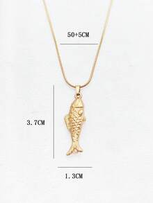 1pc Naturalistic 18K Gold Plated Stainless Steel Koi Fish Pendant Necklace, Unisex Daily Wear, Leaping Dragon, Steady Advancement - Multicolor - View 7