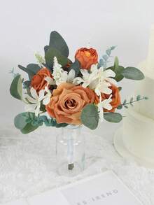 Artificial Rose Flower Wedding Bouquet, Spring Autumn Wedding Decor, Bride Bouquet, Bridesmaid Bouquet ,Photo Props ,Wedding Ceremony, Proposal, Wedding Corsage, Silk Rose Flower Bouquet, Wedding Bridal Shower Party, Office & Home Decoration,Summer,Beach - Multicolor - View 7