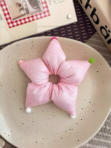 1pc Girls Floral Dopamine Colorful Polka Dot Star Padded Hair Scrunchie, Elegant Hair Accessory Suitable For Daily Use - Multicolor - View 4