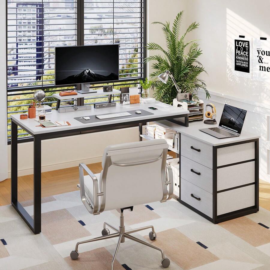Devoko Home Office Desks - Grey - View 1
