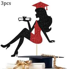 1件/3件装闪光高跟鞋蛋糕装饰，毕业证书毕业主题派对用品 - 彩色 - 查看 10