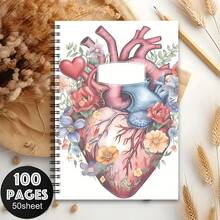 1pc Aesthetic Nurse Care Spiral Notebook Travel Journal, Nursing School Essential Spiral Planner, Nurse Appreciation Gift, Nurse Graduation Notebook, Personal Organizer With Anatomy - A5 - View 4