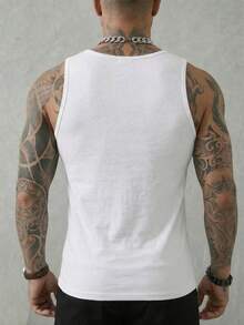 GRDR Men's Casual Solid Color Tank Top, Summer - White - View 4