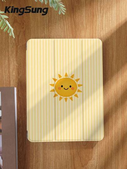 Kingsung 线条艺术太阳图案平板电脑保护套，兼容 iPad 9.7/10.2/10.5/10.9/12.9/Pro 11（第十代）、Galaxy Tab S6 Lite 10.4、Kindle Paperwhite（第十二代，2024 年款）、Kindle（第十一代，2022 年款），克拉拉色，提供柔软防震保护，支持智能支架/自动唤醒/睡眠功能。