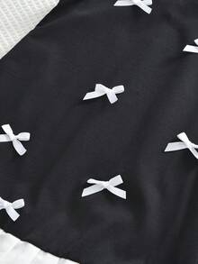 bearleader 夏季可爱蝴蝶结针织连衣裙，女童款 - 黑色 - 查看 9