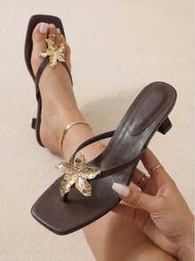 planare Women's Minimalist Casual Summer Kitten Heel Sandals, Suitable For Commuting, Dating, Vacation, Party Outfits - Brown - View 5