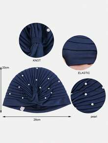 1pc Women's Muslim Headscarf Cap, Pearl Rhinestone Hat, Head Wrap, Chemo Cap, Suitable For Daily Use - Multicolor - View 2