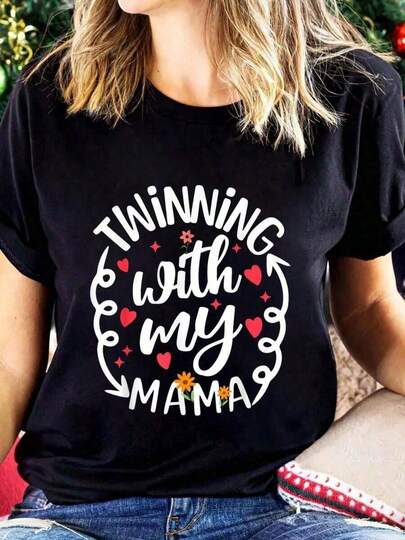 2026 LC Twinning With My Mama Daughter Twin Matching Mom & Daughter-Shirt Print Cotton Women Shirt, Short Sleeve Round Neck Casual Top Summer & Spring, Women's Clothing Casual Daily Wear-Shirt, Retro-Shirt, Clothing Autumn And Winter, Male And Female Neutral Short Sleeves, Clothings Plus Size, Sweatshirt, Clothings Women, Tops, New Year's Clothing, Women's Tops, Spring, Summer Tops Women, Spring Clothes, Vacation Outfits Women, Valentines Gifts, Summer Outfits Tops haine vara