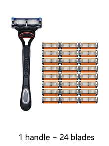 Manual Shaver, 6-Layer Stainless Steel Replacement Blades Compatible With FUSION 5, Smooth Shaving Without Residue, Body Washable, Men's Shaver Set - Safety Razor - View 12