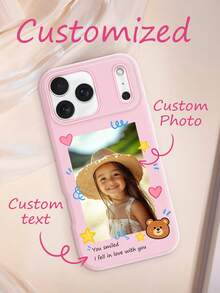 1 Personalized Easter Bunny Pattern Custom Name Anti Fall Pink Phone Case Can Hold Photos Compatible With IPhone 17/17 Pro/17 Pro Max/Air/16/15/14/13/12/11 And Other Models, Suitable As A Holiday Gift For Friends - Pink - View 2