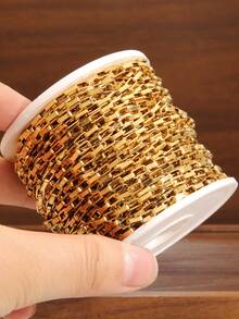 100厘米不锈钢盒式链条，金色空心矩形缆绳链，适用于DIY珠宝制作，项链、手链、脚链、身体链等工艺配件 - 盒仔鏈 - 查看 9