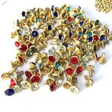 100pcs 10mm(0.394in) Mixed Color Crystal Rivets, Suitable For DIY Leather Crafts, Wallets, Garments - B - View 6