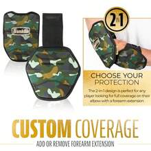 Franklin Sports Baseball Elbow Guard - PRT Series Youth Baseball + Softball Elbow Shield for Batting - Protective Elbow + Forearm Pad - Right + Left Hand Hitters - Camo/Gold - One Size - Youth - como en la foto - Ver 6