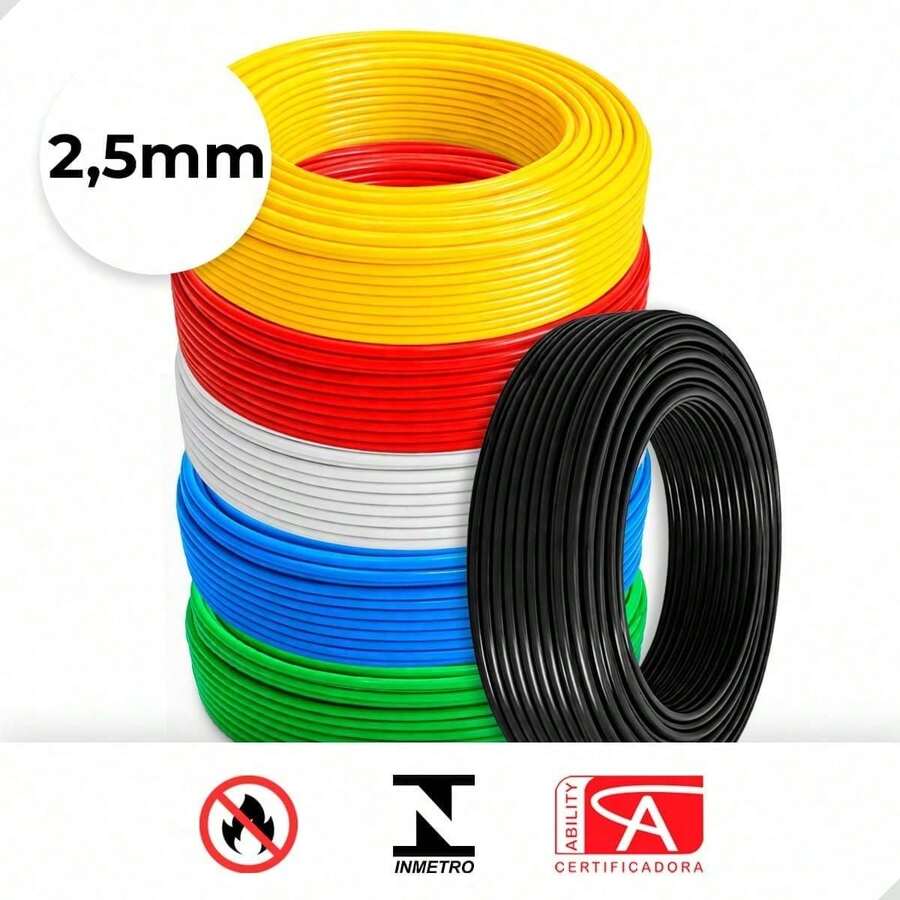 Flexible Electrical Cable Wire 2.5mm 50M Roll Inmetro Flame Retardant High Durability Safety Installations - Black - View 1