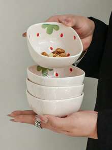 Bộ 1/2/4 bát sứ hình dâu tây dễ thương, bát vuông nhỏ nữ tính, bát tráng miệng gia dụng, bát đựng hạt, bát ăn sáng, bát sữa, bát ăn nhẹ bằng sứ vẽ tay hình dâu tây, bát chấm chất lượng cao, bát sứ vẽ tay hình dâu tây phong cách retro, bát ăn sáng và tráng miệng đáng yêu. - Nhiều màu - Xem 6