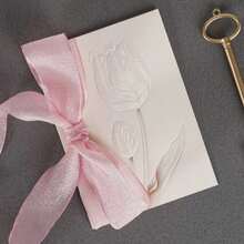 Elegant Ribbon Greeting Card, Suitable For Giving To Best Friends, Colleagues, Boyfriends/Girlfriends As Thank You Card, Love Letter, Birthday Wishes, Message Card, Postcard, Or Holiday Gift - White - View 6