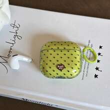 Estuche para auriculares con lunares verdes translúcidos y marrón + anillo circular compatible con Apple Pro 3/Pro 2/ 4/3/2, estuche para auriculares de mujer/minimalista de moda, estuche/funda para auriculares Apple, estuche para auriculares de hombre - Verde - Ver 5