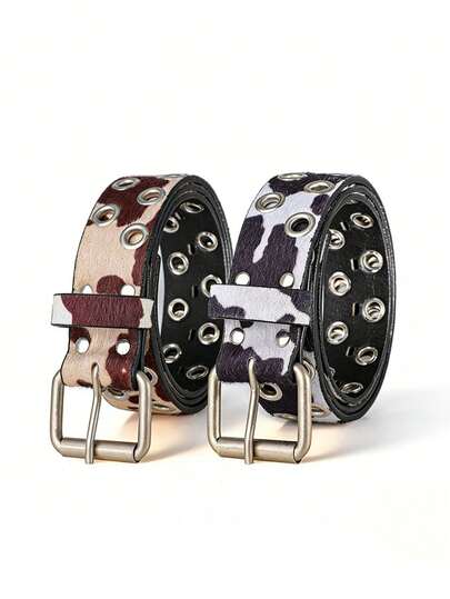 1条奶牛纹镂空腰带，朋克摇滚个性酷炫腰带，适合搭配牛仔裤，摇滚明星和嘻哈风格