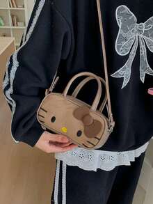 SANRIO 1个新款复古可爱女士手提包，多功能斜挎包，迷你单肩包，便携托特包，可爱卡通设计，适合日常休闲外出、购物、约会和日常使用。 - 彩色 - 查看 3