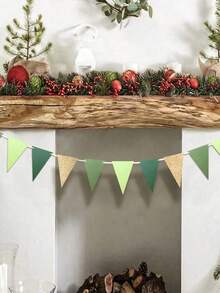 Metallic Gold & Green Triangle Pennant Banner, Baby Shower Bridal Party Birthday Bachelorette Engagement Decoration, St. Patrick's Day Carnival Christmas New Year Outdoor Garden Hanging Flags - Multicolor - View 7