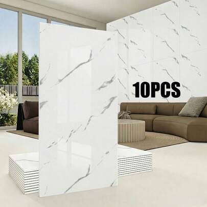10pz Mármol Paneles Decorativos Para Pared Pvc Autoadhesiva 30x60cm,Pegatinas de Pared Imitación Cerámica Autoadhesivas, Decoración para Baño y Cocina Impermeable y Recortables a Medida, Adhesivos Nuevos Engrosados para Evitar Desprendimiento