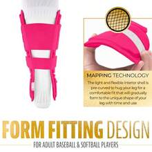 Franklin Sports Baseball + Softball Leg Guard - PRT Series Adult Shin + Foot Shield for Batting - Protective Leg + Ankle Guard with Toe Plate - Right Hand + Left Hand Hitters - Optic Pink - One Size - rosa Óptico - Ver 6