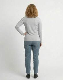 Women's Blouse Long Sleeve Cotton Shirt Fafenix Round Neck - Xám - Xem 3