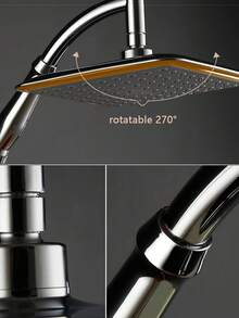 1 Set 9-Inch High Pressure 360° Adjustable Large Round Rain Shower Head, High Pressure Handheld Ceiling Mount Rain Shower Head Set, Wall-Mounted Installation, Super Boosted Water Spray, Ergonomic Handle, Dual Handles Design Easy To Install And Clean, Provides Luxurious Bathing Experience, Suitable For Home, Hotel, Apartment, Gym Bathroom And Shower Room, Upgrade Your Bathroom, Ideal Christmas Gift And Bathroom Renovation - Multicolor - View 9