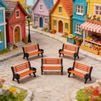 Realistic Plastic Model Train Station Platform Park Street Bench, Model Bench, Suitable For Doll House Decor, Garden, Moss, Succulent Micro Landscape Bottle, Train Layout, Gardening Accessories