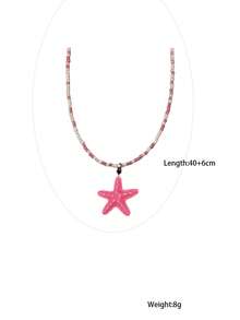 Dây chuyền hình sao biển Dopamine và hạt cườm phong cách kỳ nghỉ hè bên bờ biển, vòng cổ choker đính hạt ngọt ngào và tươi mát dành cho nữ. - sao biển - Xem 9