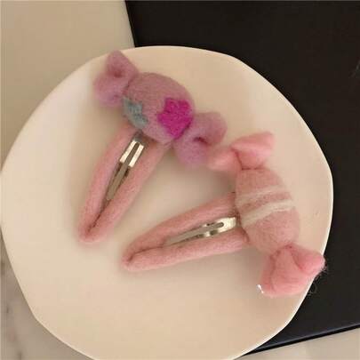 Spinki do włosów z filcu w kształcie cukierków owocowych, urocze spinki do grzywki, odpowiednie dla kobiet, uroczy prezent na Halloween i Boże Narodzenie