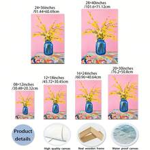 1 pieza de impresión artística de naturaleza muerta en lienzo con marco de madera, color rosa, con flores australianas nativas brillantes, arte floral colorido, lindo, peludo, alegre, impresión moderna para decoración del hogar, arte de pared con patrones, para sala de estar, dormitorio, oficina, restaurante, decoración de bar (Marco interior de madera). - negro - Ver 7